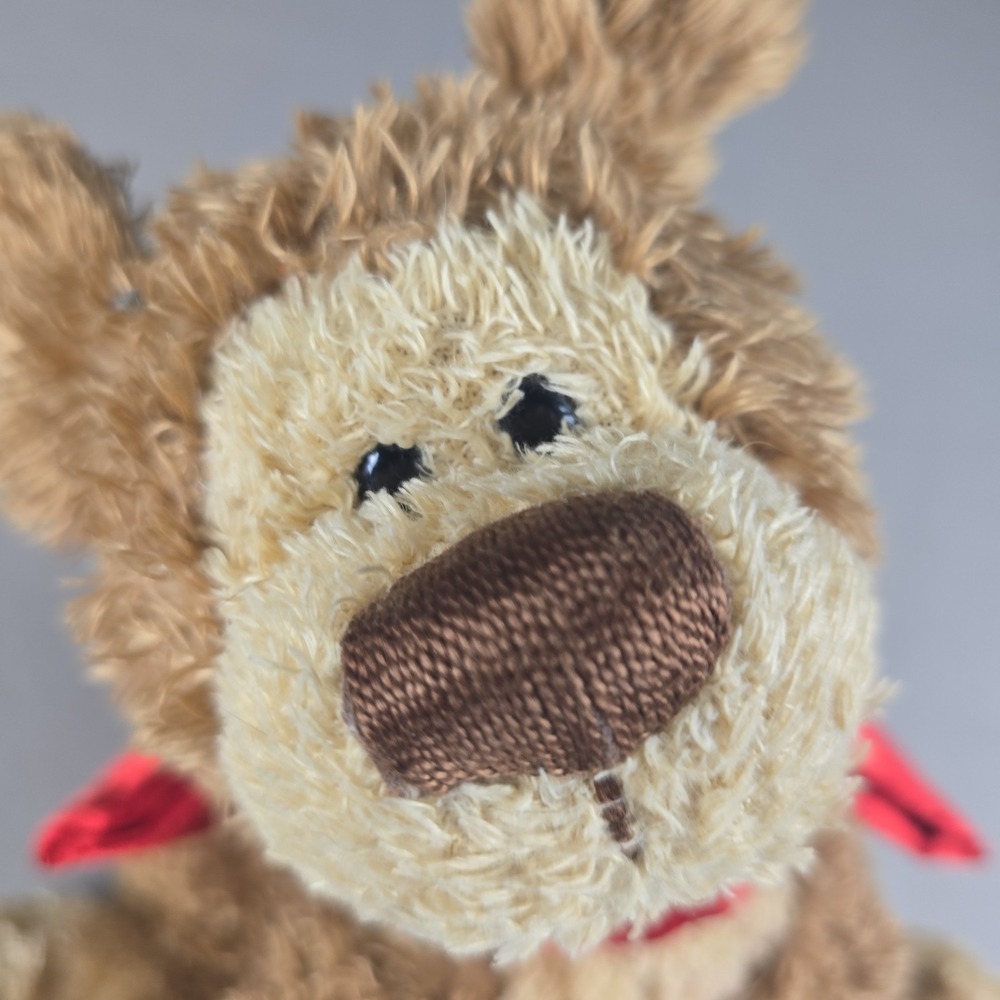 Gund Snooky Puppy Dog Red Bow #88571 Tan Brown Plush With Red Coat Retired